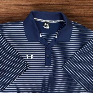 Under Armour Men’s Blue Striped Performance Polo. Size XL.
